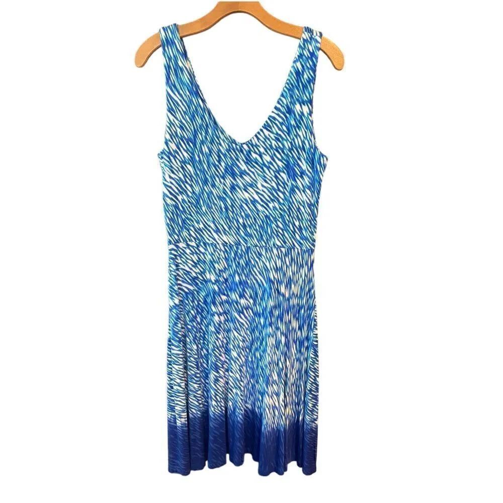 Athleta Sz S Blue Reef Ombre Tank Style Flared Skirt Summer Picnic Dress